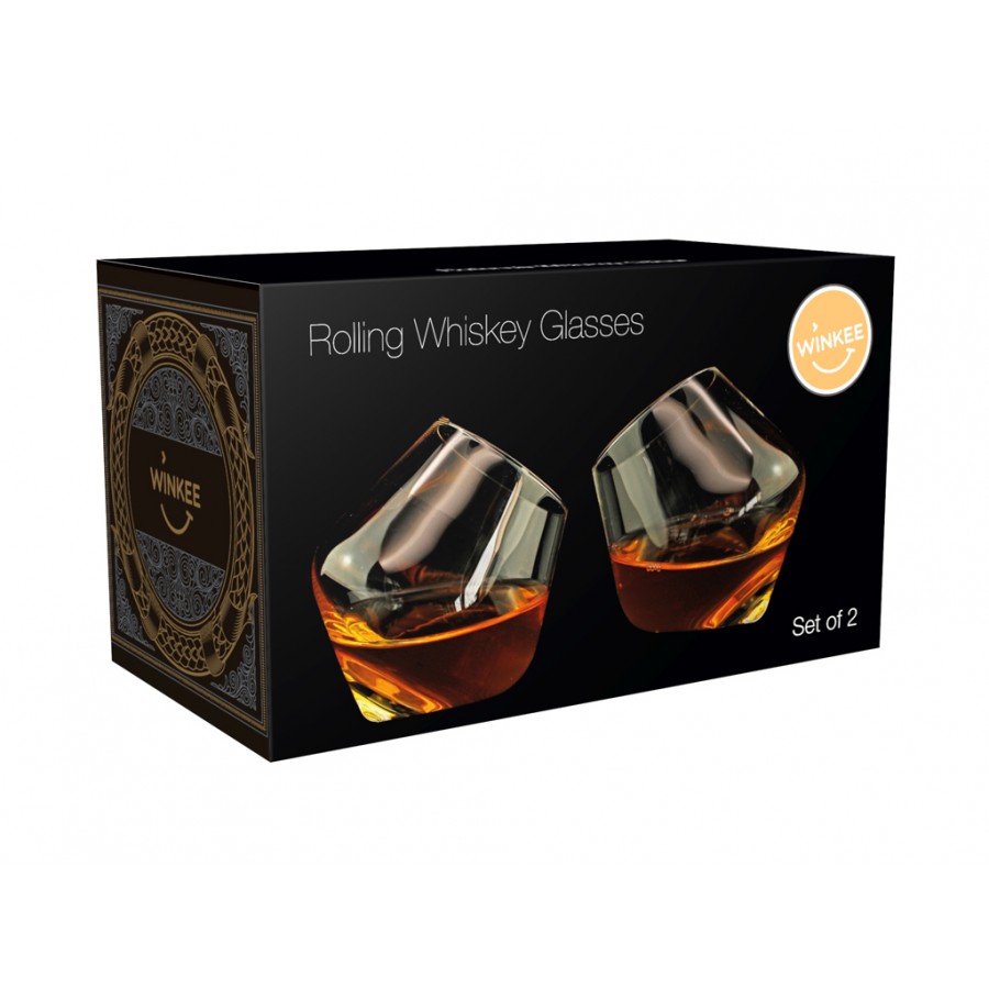 Ποτήρια Ουίσκι Περιστρεφόμενα Σετ 2τμχ  Γυάλινα  Whisky Glasses Rocking  Set of 2 244 ml Σετ 2 Γυάλινα  Winkee Κουζίνα